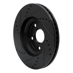 Lexus ES300 Brake Rotor (1) - Front Right - R1 Concepts - Drilled & Slotted - Black - `99-`07